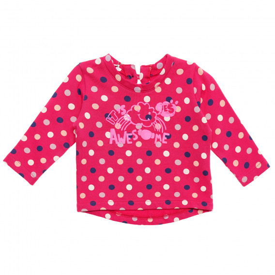 Bluză roz din bumbac cu mâneci lungi pentru fete Benetton 151640 