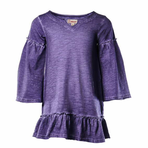 Rochie din bumbac cu mâneci lungi, pentru fete, violet Vitivic 151654 