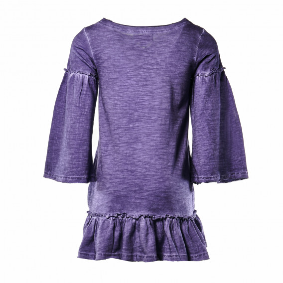 Rochie din bumbac cu mâneci lungi, pentru fete, violet Vitivic 151655 2