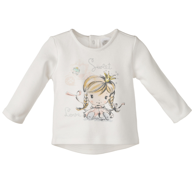 Bluză din bumbac pentru fete, albă, cu prințesă mică  151949