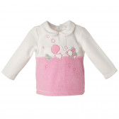 Bluză pentru copii în culori contrastante, alb și roz Idexe 151953 