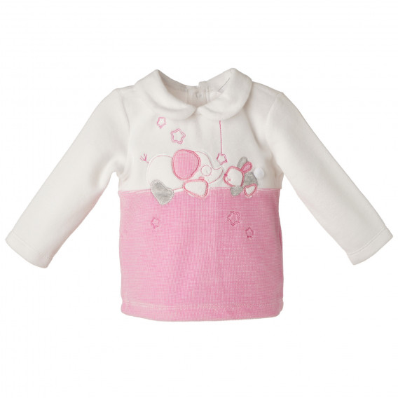 Bluză pentru copii în culori contrastante, alb și roz Idexe 151953 