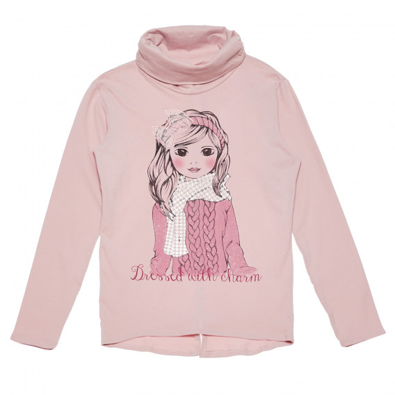 Bluză polo pentru fete, roz prăfuit Idexe 152057 