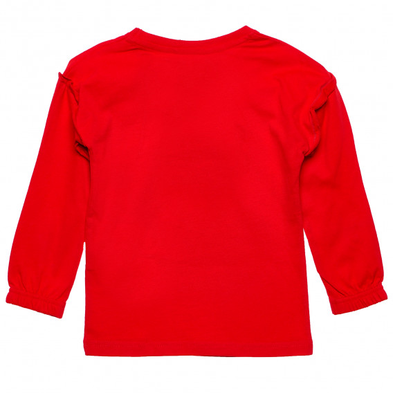 Bluză roșie din bumbac cu mâneci lungi, cu volane în partea de sus pentru fete BLUE SEVEN 152298 4