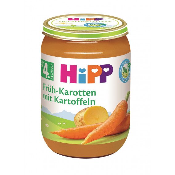 Piure de morcovi organici cu cartofi, borcan 190 g. Hipp 152361 