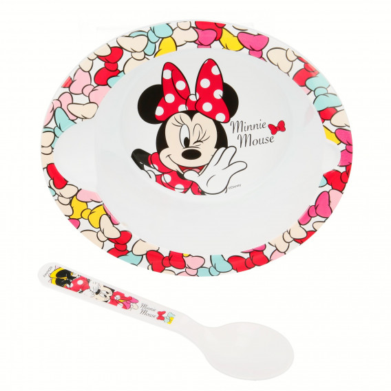 Set de 2 bucăți - bol și lingură Minnie Mouse, sigur pentru microunde  Minnie Mouse 153088 3