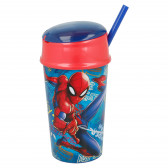 Pahar cu capac, pai și compartiment alimentar - Spiderman, 400 ml Spiderman 153221 2