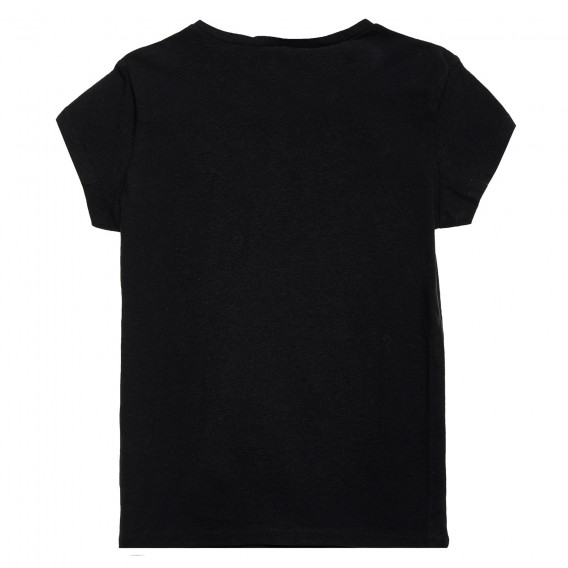 Bluză din bumbac cu mâneci scurte pentru fată, neagră Benetton 153390 2