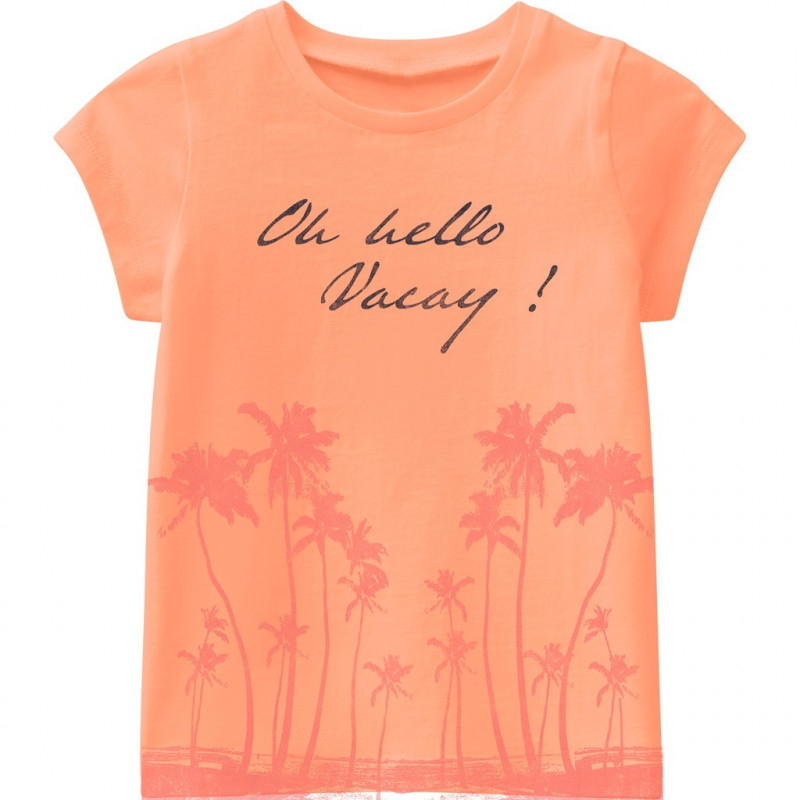 Tricou cu imprimeu grafic pentru fete, portocaliu  153509