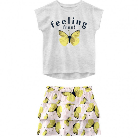 Set de fustă și bluză cu imprimeu fluture pentru o fată Name it 153514 