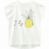 Tricou din bumbac organic cu imprimeu ananas, pentru fete, alb Name it 153515 