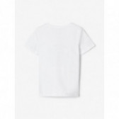 Tricou din bumbac organic, cu imprimeu grafic, pentru fete, alb Name it 153539 2