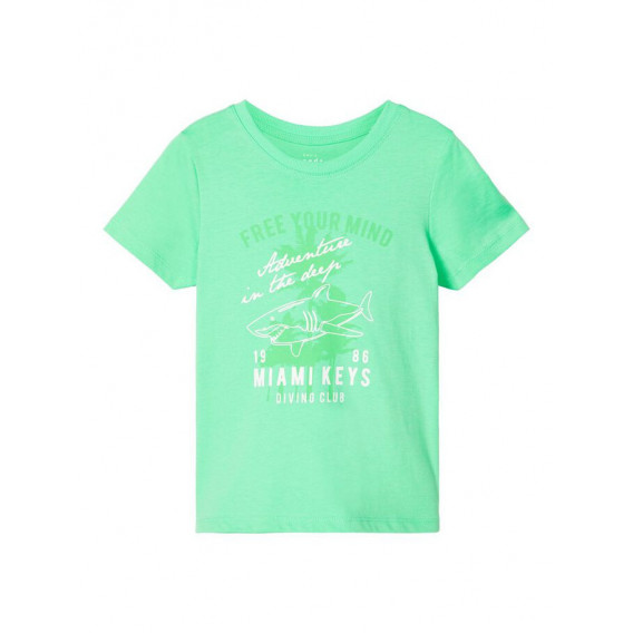 Tricou din bumbac organic cu imprimeu grafic, pentru fete, verde Name it 153541 