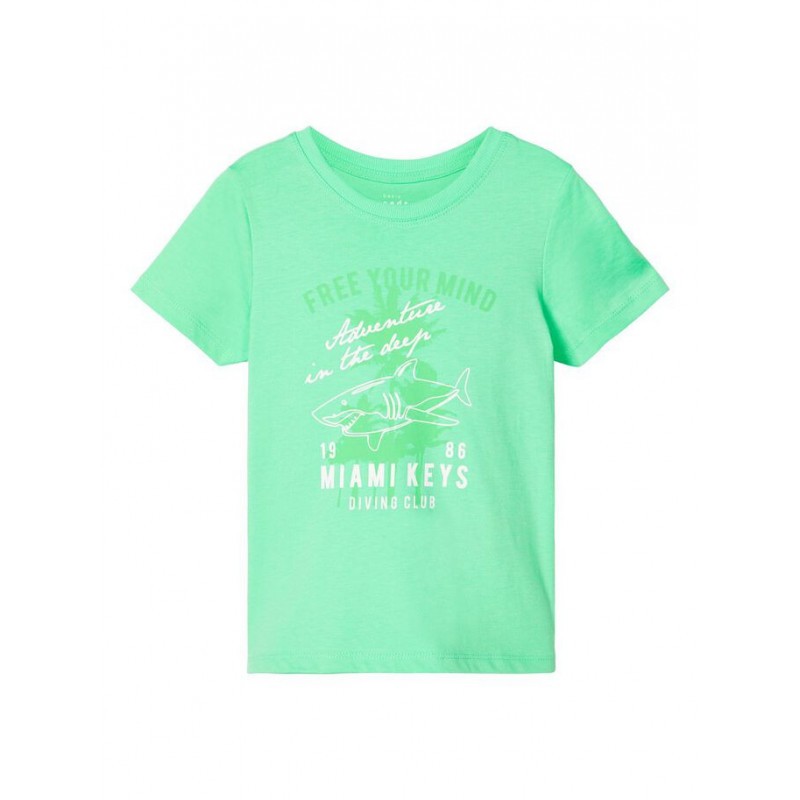 Tricou din bumbac organic cu imprimeu grafic, pentru fete, verde  153541
