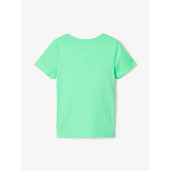 Tricou din bumbac organic cu imprimeu grafic, pentru fete, verde Name it 153542 2