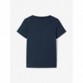 Tricou din bumbac organic cu imprimeu grafic, pe albastru, pentru fete Name it 153545 2