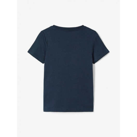 Tricou din bumbac organic cu imprimeu grafic, pe albastru, pentru fete Name it 153545 2