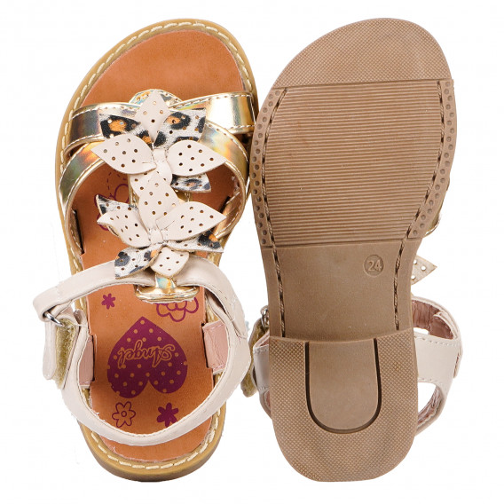 Sandale pentru fete, cu scai velcro, bej Angel 153618 3