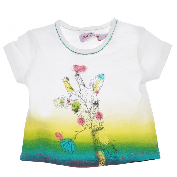 Tricou din bumbac cu imprimeu color pentru bebeluși - Girafa Boboli 153759 