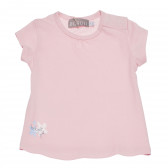 Tricou roz, din bumbac, cu logo, pentru fetițe Boboli 153775 