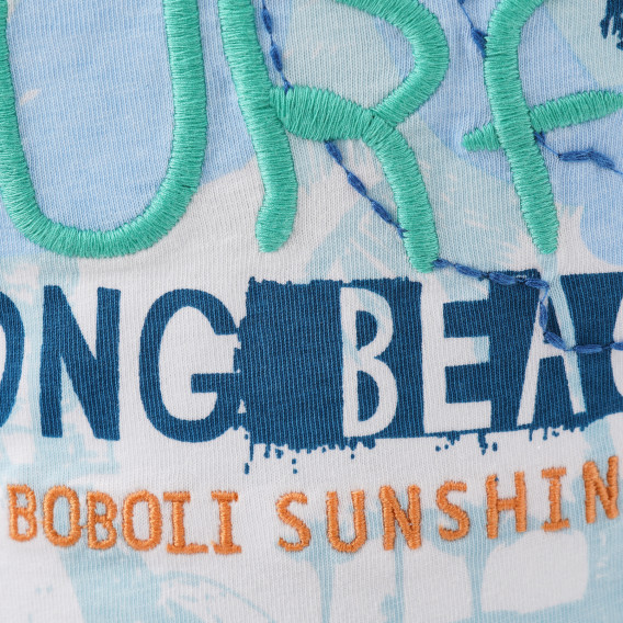 Tricou alb, din bumbac, cu imprimeu grafic pentru băieți - Best time to surf Boboli 153780 2