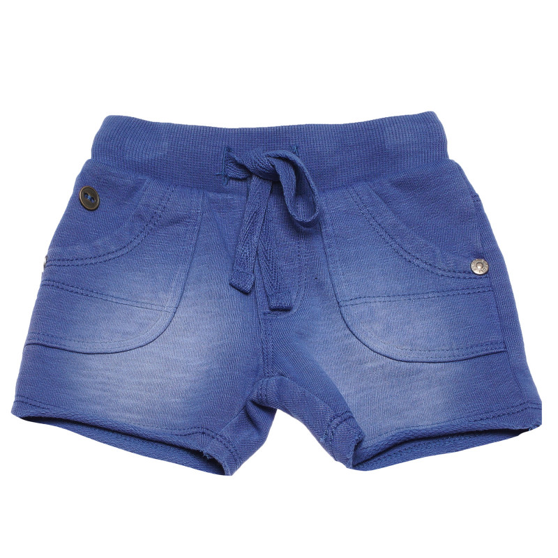 Pantaloni scurți din bumbac cu efect purtat, pentru băieți, albastru  153906