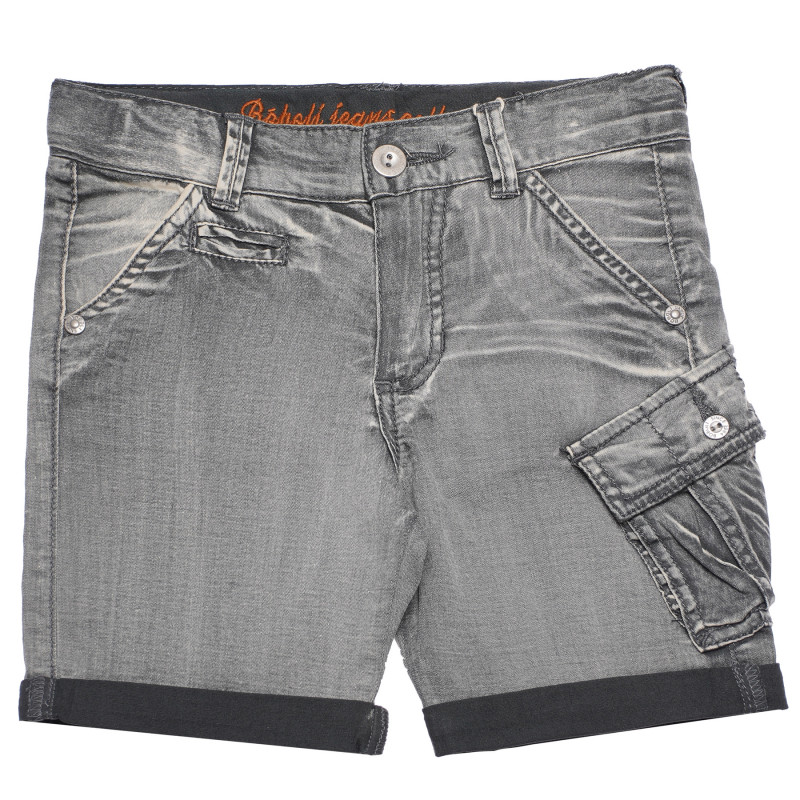 Pantaloni scurți din denim cu efect purtat pentru băieți, gri  153918
