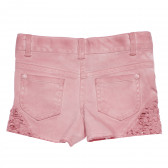 Pantaloni roz, scurți, din denim, cu dantelă, pentru fete Boboli 153934 2