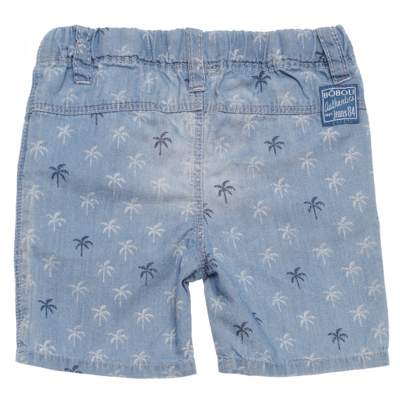Pantaloni scurți din denim cu imprimeu palmieri albaștri Boboli 153955 2