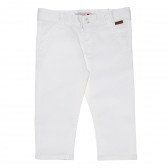 Pantaloni albi, de bumbac, dreapți, pentru fete Boboli 154023 
