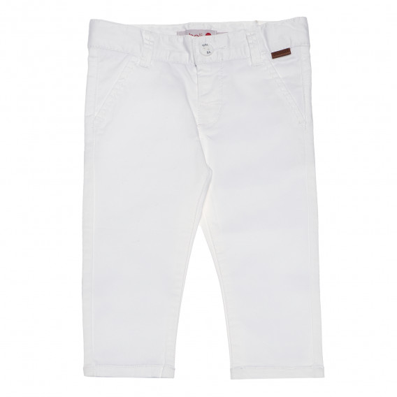 Pantaloni albi, de bumbac, dreapți, pentru fete Boboli 154023 