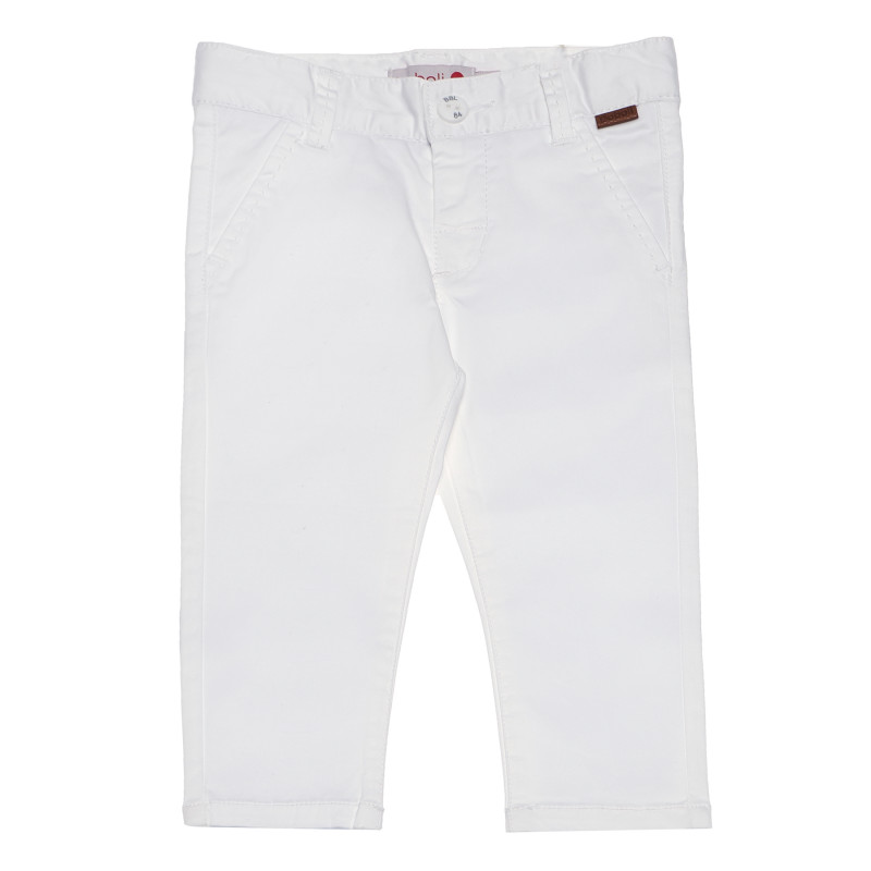 Pantaloni albi, de bumbac, dreapți, pentru fete  154023