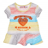 Rochie de bumbac, cu dungi colorate și logo, pentru fete Boboli 154096 