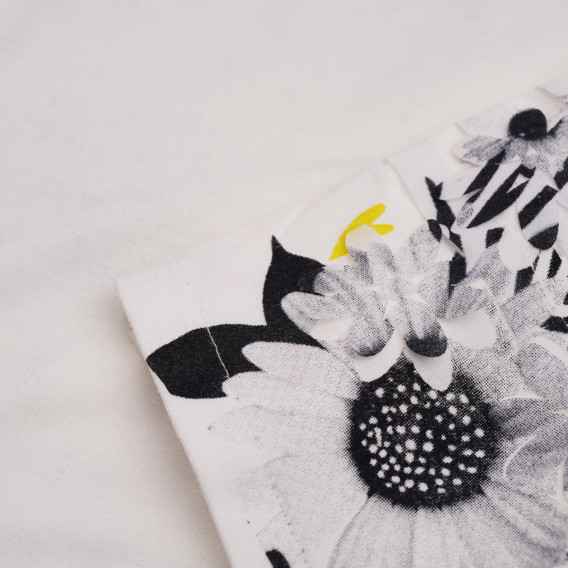 Rochie albă, cu imprimeu floral grafic negru, pentru fete Boboli 154135 4