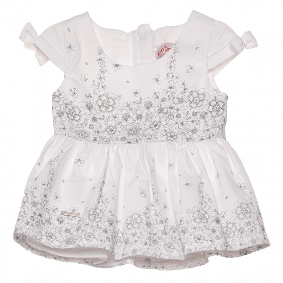 Rochie de bumbac pentru bebeluși, alb-negru floral Boboli 154160 