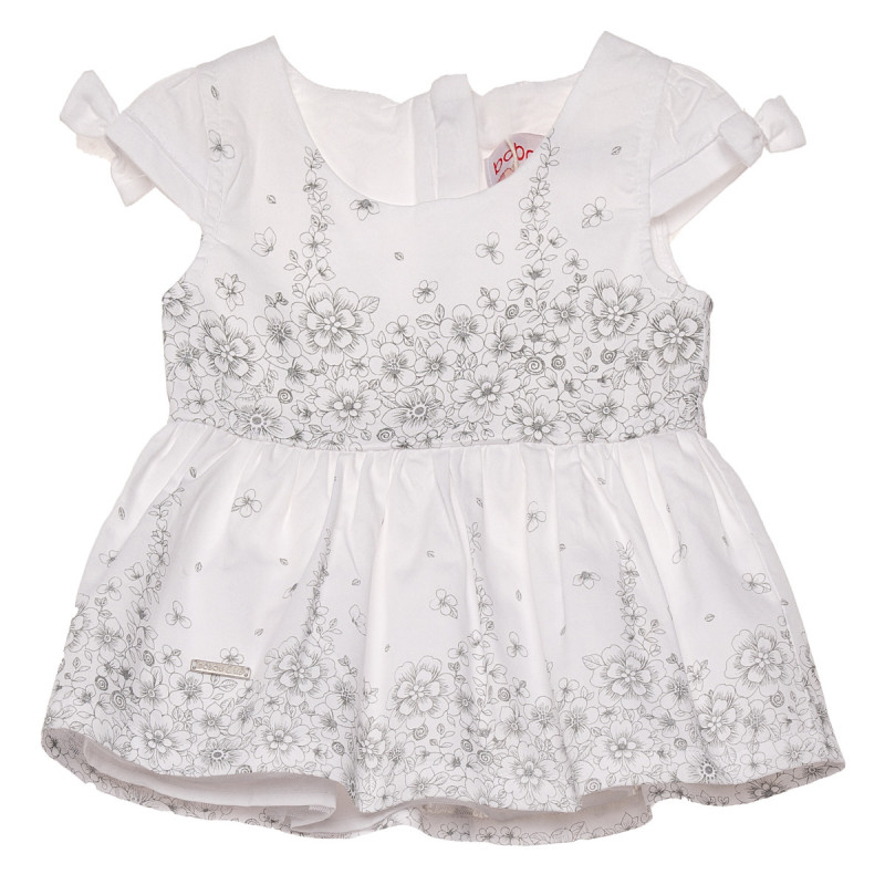 Rochie de bumbac pentru bebeluși, alb-negru floral  154160