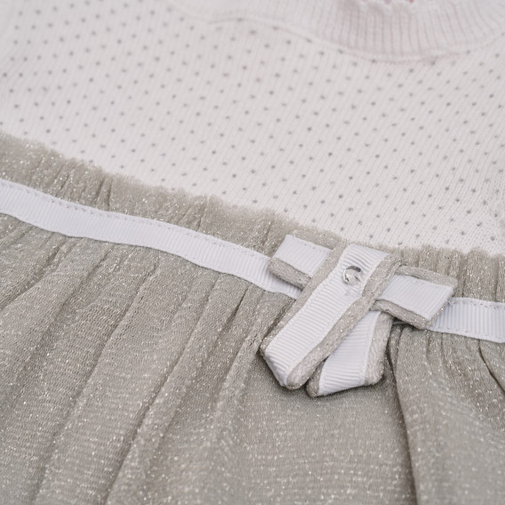 Rochie de bumbac pentru bebeluși, alb și gri Boboli 154206 3