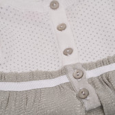 Rochie de bumbac pentru bebeluși, alb și gri Boboli 154207 4