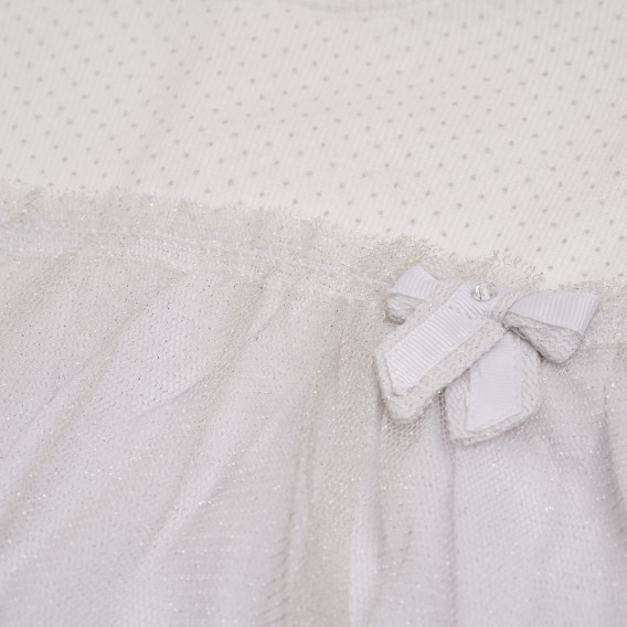 Rochie de bumbac pentru bebeluși, alb și gri Boboli 154210 7