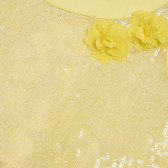 Rochie cu paiete și aplicație de flori pentru fete, galbenă Boboli 154218 3
