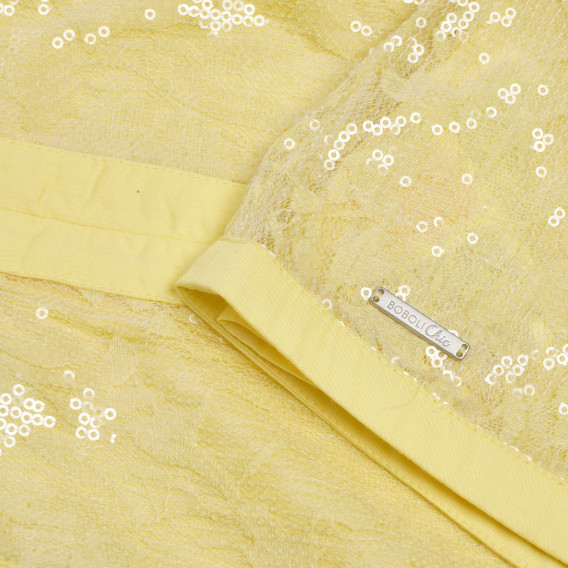 Rochie cu paiete și aplicație de flori pentru fete, galbenă Boboli 154219 4
