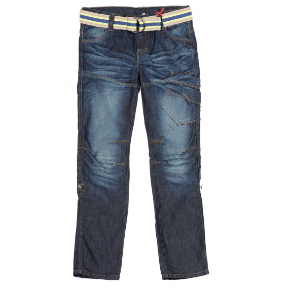 Jeans cu curea în dungi pentru băieți, albastru Tape a l'oeil 154395 