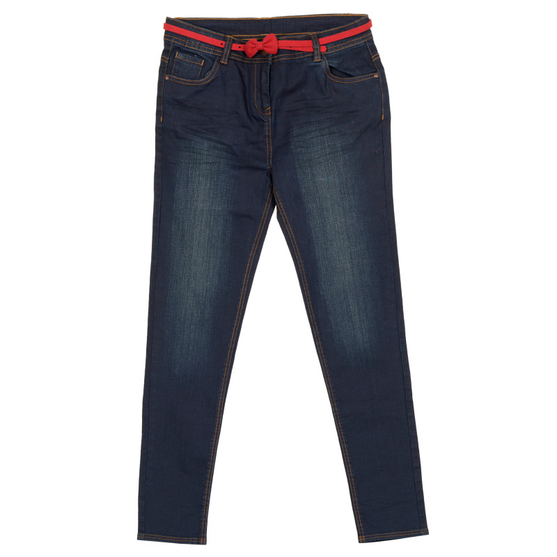 Jeans cu fundă, pentru fete, albastru  154436