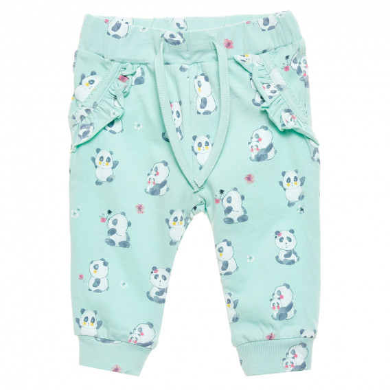 Pantaloni pentru fete, panda verde Name it 154477 