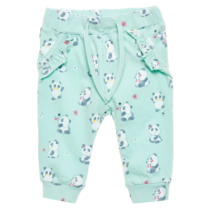 Pantaloni pentru fete, panda verde  154477