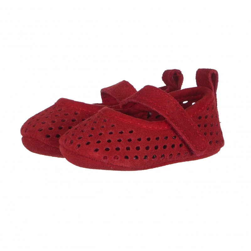 Papucei pentru copii cu găuri decorative și velcro pentru fete, roșii  154778