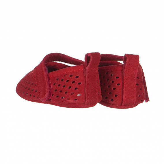 Papucei pentru copii cu găuri decorative și velcro pentru fete, roșii Boboli 154779 2