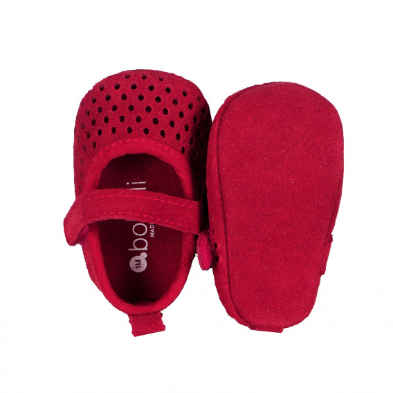 Papucei pentru copii cu găuri decorative și velcro pentru fete, roșii Boboli 154780 3