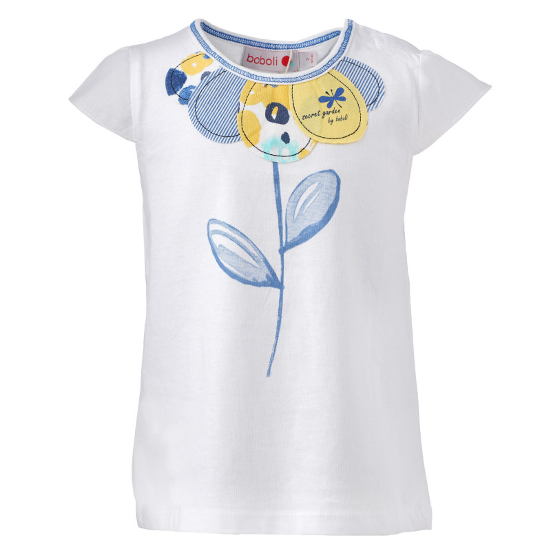 Bluză din bumbac cu imprimeu unei flori pentru bebeluși, albă  154795