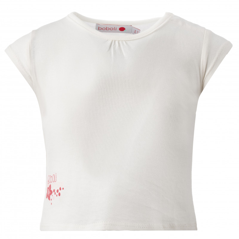 Tricou din bumbac cu imprimeu pentru fetițe, alb  154802